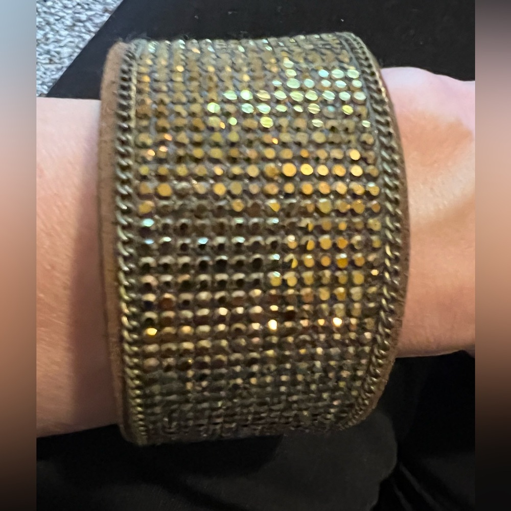 Paparazzi Leather Look Bronze Gold Shimmer Cuff Bracelet